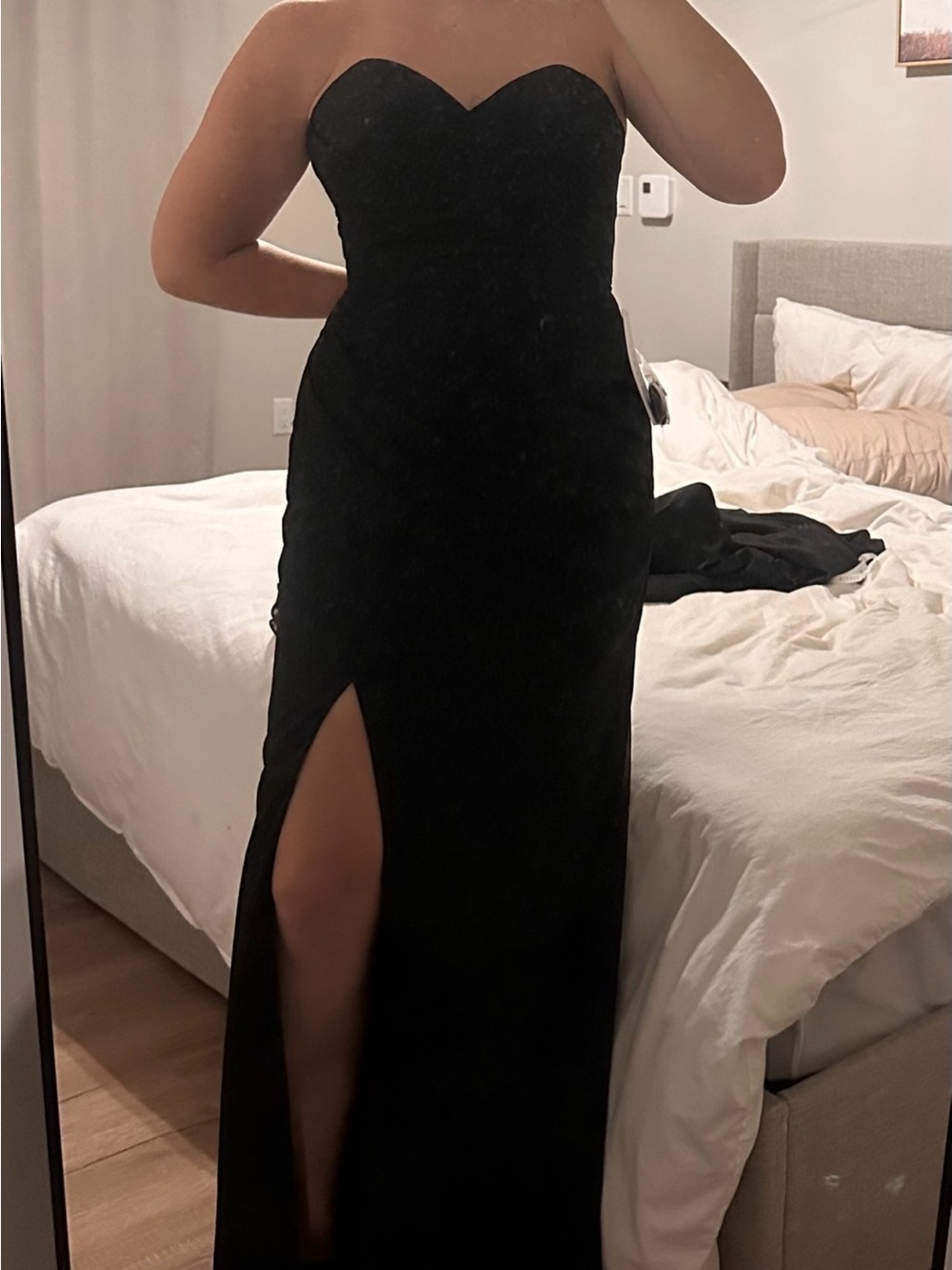 Azazie Haisley Black Strapless Sheath Dress